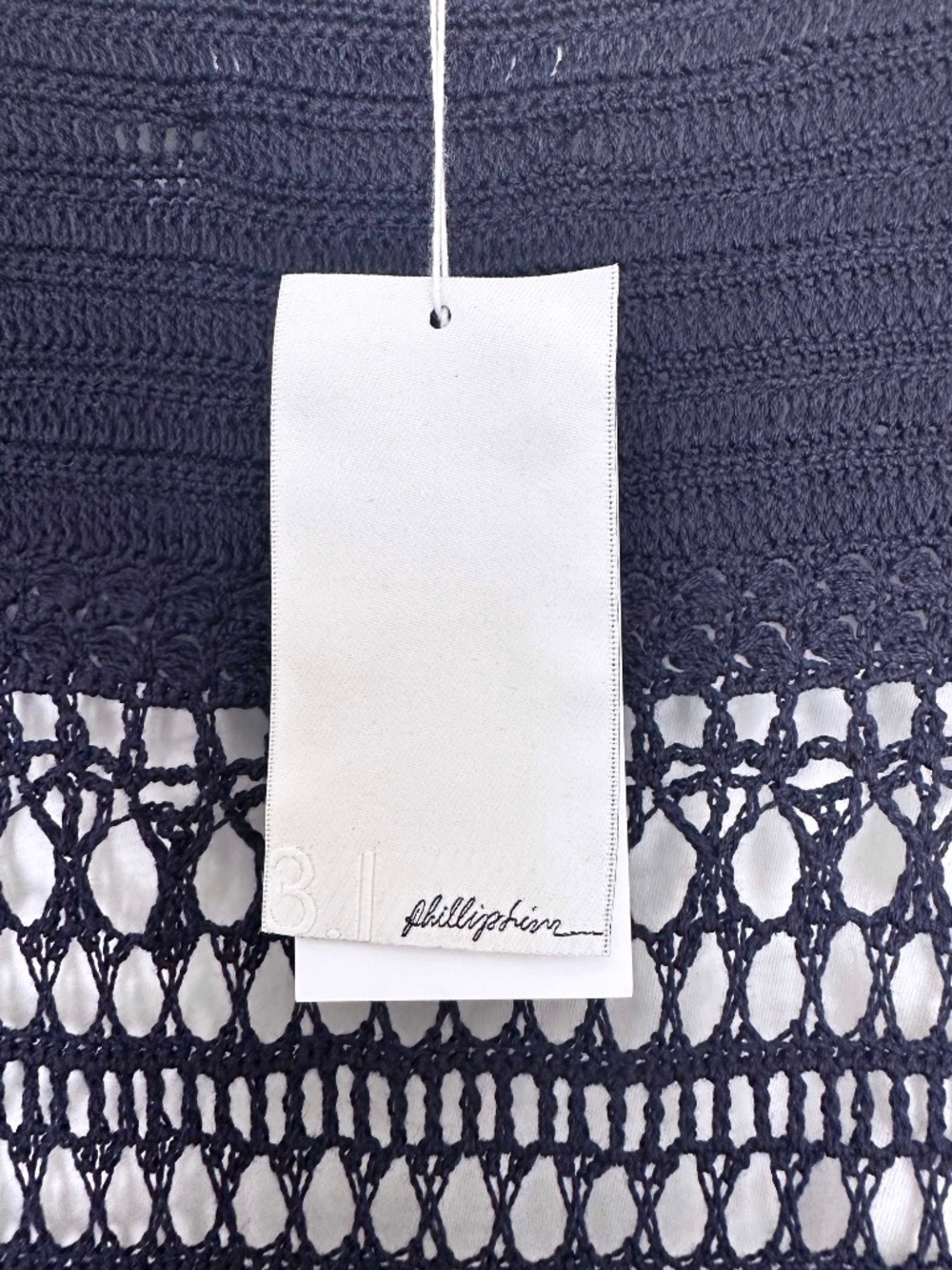 NWT 3.1 Phillip Lim Hand Crochet Navy with Silver Metallic Medallions L - Picture 8 of 10